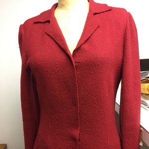 Red Boiled Wool Coat